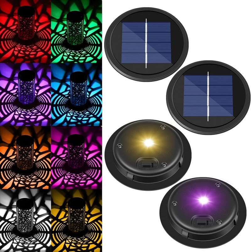 HELESIN 4 Pack Replacement Solar Light Parts 2 Mode Warmwhite and RGB Color-Changing ,Solar Lights Replacement Top, Inserts for Lanterns, Waterproof DIY Outdoor Garden Patio Decor 3.53inch - Image 1